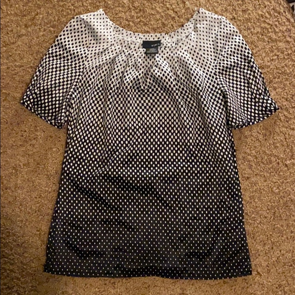 Black and white polkadot blouse